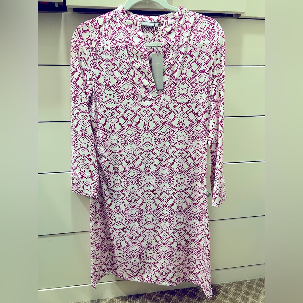 BNWT Ellie Kai Size 6 Holly Dress. Hot pink and white.